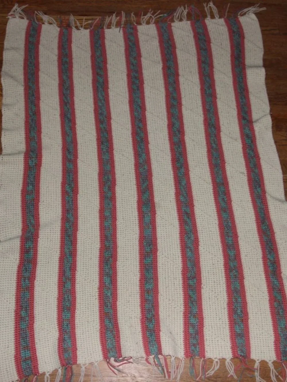 Vintage Western Striped Crochet Afghan Blanket 41